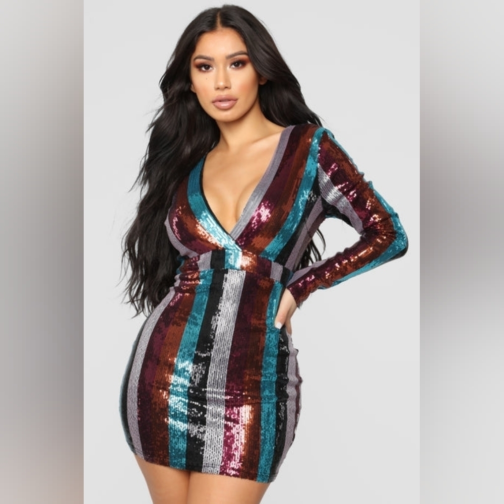 PINK OWL  Sequin Striped Dress